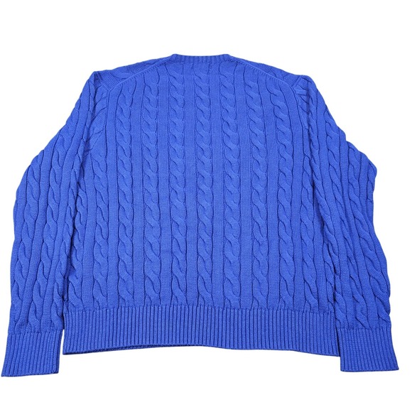 Polo Ralph Lauren Men's Royal Blue Cable Knit Crewneck Sweater Pullover XL - Picture 3 of 9